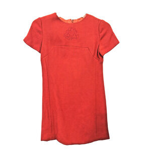 VTG 1960s Dress Lawrence Gross Red Mod Shift Mini • Monogram Front • Union RARE